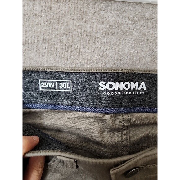 Sonoma Everyday All Day Pants Mens 29x30 Taupe Straight Fit Flexwear Waist NEW - Picture 7 of 10